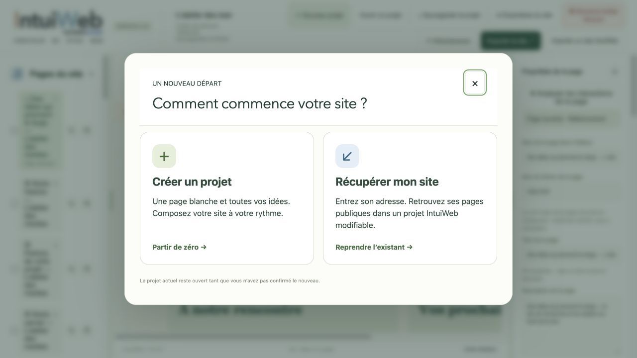 Le parcours de création d’un projet.