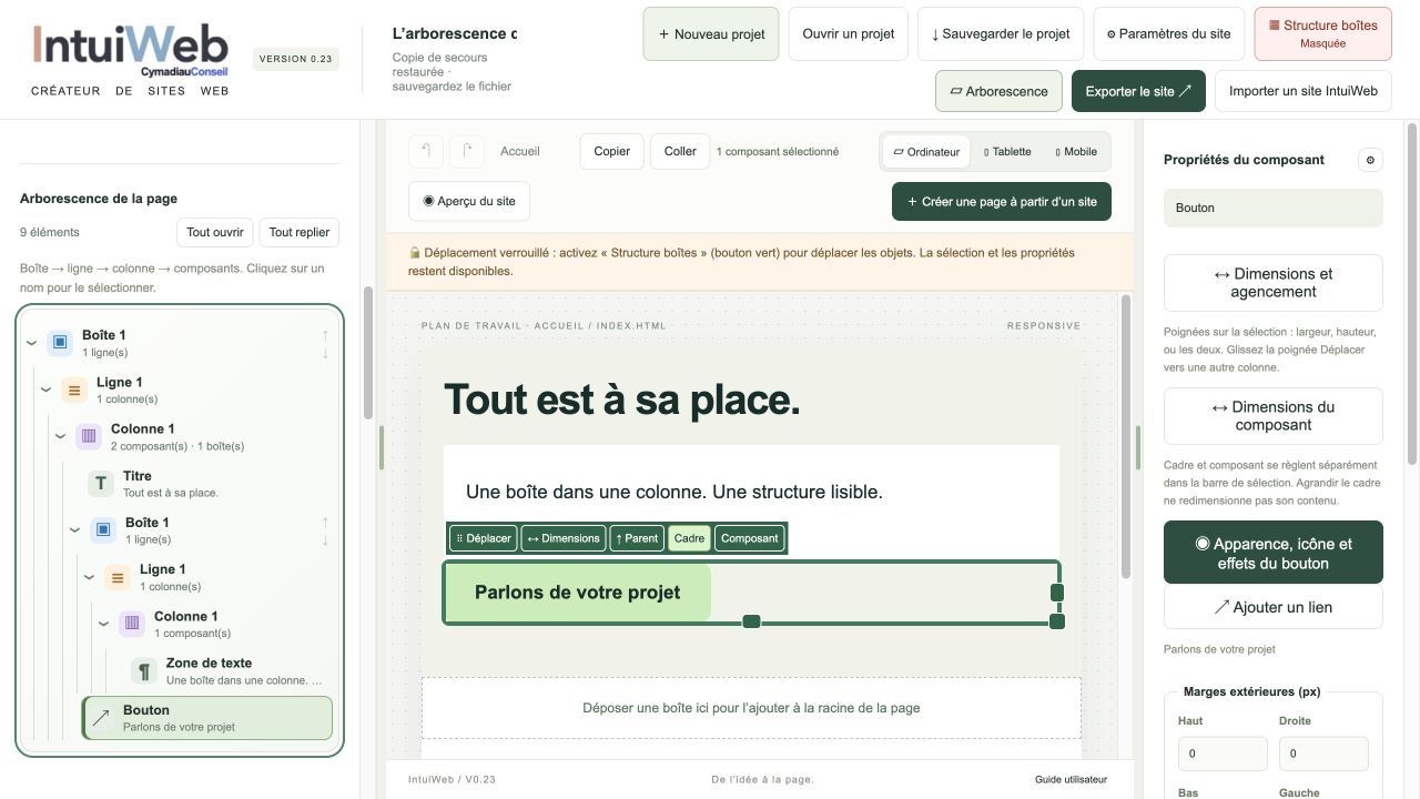 Lire et sélectionner la structure réelle de la page.