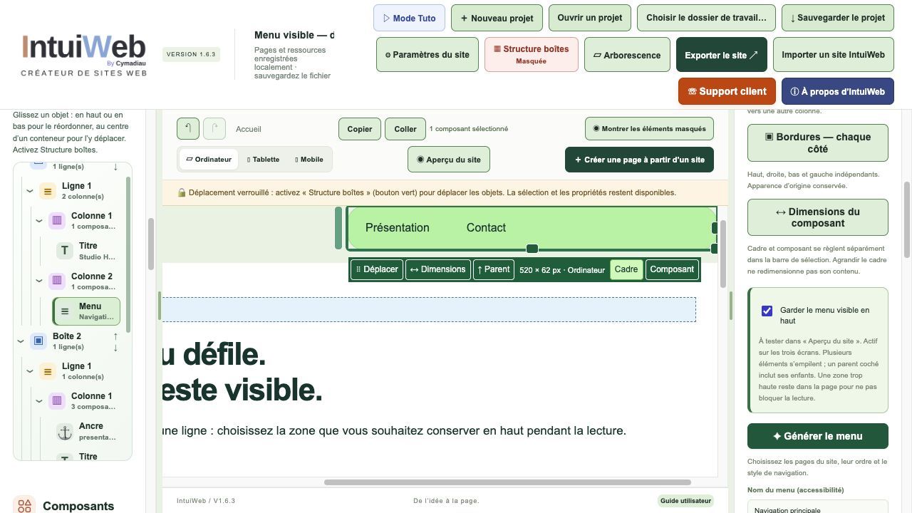 Maintenir une zone de navigation visible en haut.