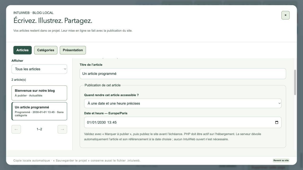 Rédiger et organiser les articles.