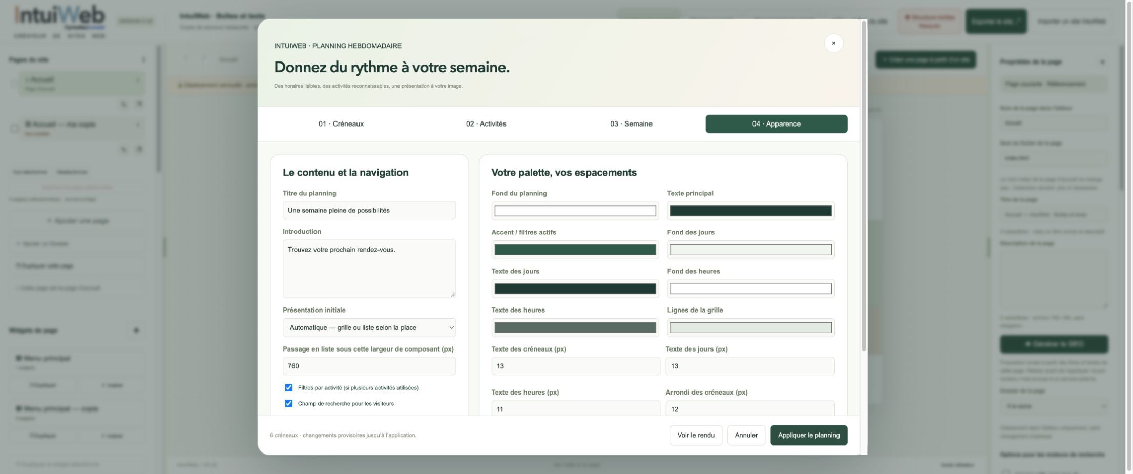 Personnaliser la présentation et les informations affichées.